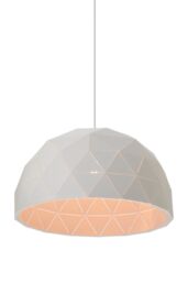 Orsina Medium White Dome Pendant Light, Geometric White Steel Ceiling Light With Clean Finish, Hanging Pendant Lamp - thumbnail 5