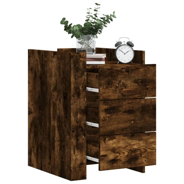 Berkfield Home Bedside Cabinet Smoked Oak 45x50x65 cm Engineered Wood in Brown - Size: 45 x 50 x 65 cm - image 1