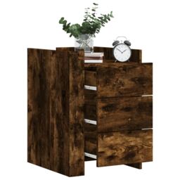 Berkfield Home Bedside Cabinet Smoked Oak 45x50x65 cm Engineered Wood in Brown - Size: 45 x 50 x 65 cm - thumbnail 1