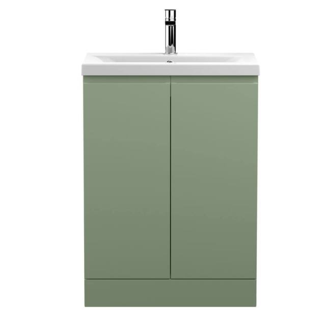 Balterley Mavesyn Contemporary 2 Door Vanity Basin Unit, Satin Green, 600mm in Green - image 1