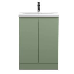 Balterley Mavesyn Contemporary 2 Door Vanity Basin Unit, Satin Green, 600mm in Green - thumbnail 1