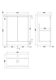 Balterley Mavesyn Contemporary 2 Door Vanity Basin Unit, Satin Green, 600mm in Green - thumbnail 2