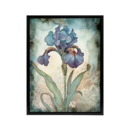 "Artery8 Blue Iris Flower Floral Art Nouveau Framed Canvas Wall Art Print - Size: W12"" x H16""" - thumbnail 1