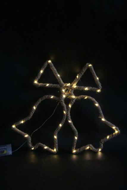 Shatchi Christmas Bells Silhouette LED Hemp Rope Lights Xmas Decoration Battery Operated Holiday Garden Hanging Decorations in Brown - image 1