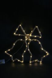 Shatchi Christmas Bells Silhouette LED Hemp Rope Lights Xmas Decoration Battery Operated Holiday Garden Hanging Decorations in Brown