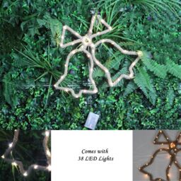 Shatchi Christmas Bells Silhouette LED Hemp Rope Lights Xmas Decoration Battery Operated Holiday Garden Hanging Decorations in Brown - thumbnail 3