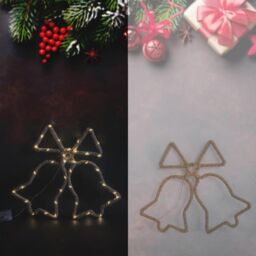 Shatchi Christmas Bells Silhouette LED Hemp Rope Lights Xmas Decoration Battery Operated Holiday Garden Hanging Decorations in Brown - thumbnail 5
