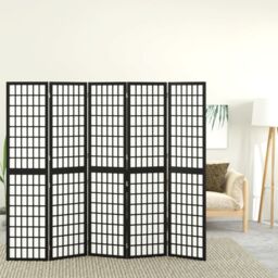 Berkfield Home Folding 5-Panel Room Divider Japanese Style 200x170 cm Black