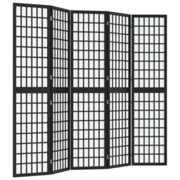 Berkfield Home Folding 5-Panel Room Divider Japanese Style 200x170 cm Black - thumbnail 2