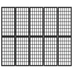 Berkfield Home Folding 5-Panel Room Divider Japanese Style 200x170 cm Black - thumbnail 3