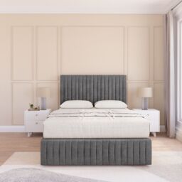"Sloomy Madison Plush Bed Set, 2 Drawers, Mattress & 26"" Headboard in Dark Grey - Size: King" - thumbnail 2