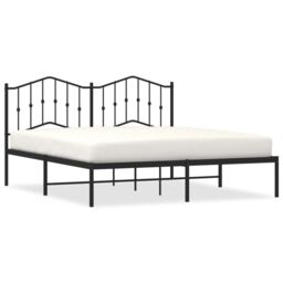 Berkfield Home Metal Bed Frame with Headboard Black 160x200 cm - thumbnail 2