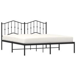 Berkfield Home Metal Bed Frame with Headboard Black 160x200 cm - thumbnail 3