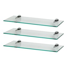 Harbour Housewares 3x Floating Glass Shelves - 50cm - Bathroom Shower Storage Display in Silver