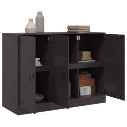 Berkfield Home Sideboard Black 99x39x73 cm Steel - Size: 99 x 39 x 73 cm - thumbnail 5