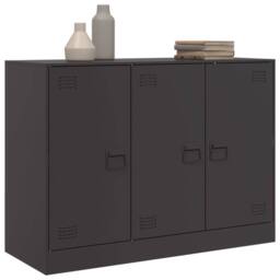 Berkfield Home Sideboard Black 99x39x73 cm Steel - Size: 99 x 39 x 73 cm - thumbnail 4