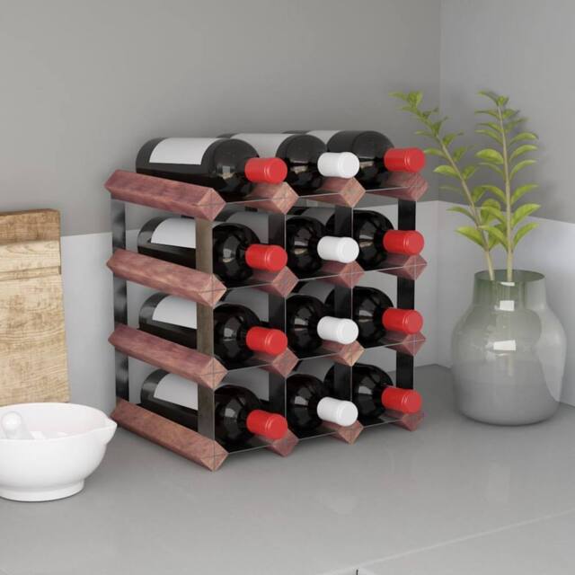 Berkfield Home Wine Rack for 12 Bottles Brown Solid Wood Pine - image 1