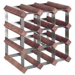 Berkfield Home Wine Rack for 12 Bottles Brown Solid Wood Pine - thumbnail 2