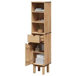 Berkfield Home Bathroom Cabinet OTTA 35x30x159 cm Solid Wood Pine in Brown - Size: 35 x 30 x 159 cm