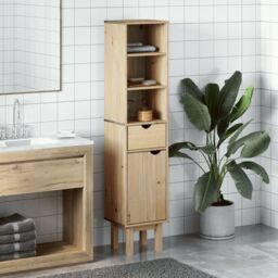 Berkfield Home Bathroom Cabinet OTTA 35x30x159 cm Solid Wood Pine in Brown - Size: 35 x 30 x 159 cm - thumbnail 3
