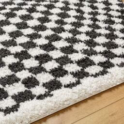 Livabliss Birmingham-Shaggy Black Grey Brown Checkboard Soft Plush Pile Living Rug - Size: 200 cm x 275 cm - thumbnail 7