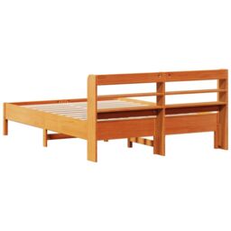 Berkfield Home Bed Frame without Mattress Wax Brown 150x200 cm King Size Solid Wood Pine - thumbnail 6