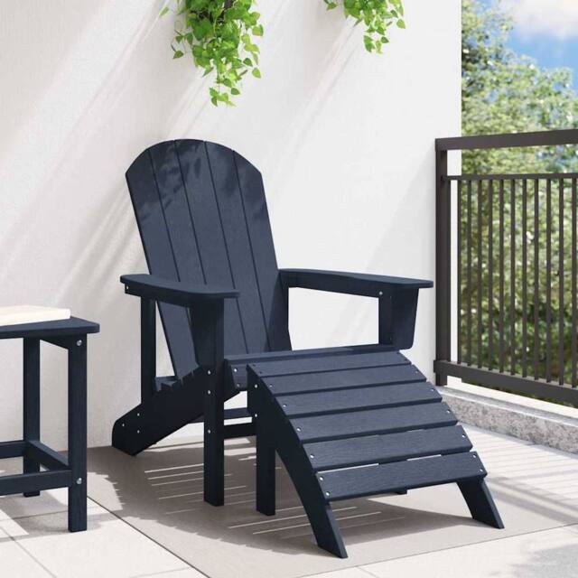 Berkfield Home Classic Adirondack Chair with Footrest Navy Blue HDPE - image 1