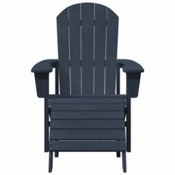 Berkfield Home Classic Adirondack Chair with Footrest Navy Blue HDPE - thumbnail 4