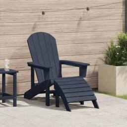 Berkfield Home Classic Adirondack Chair with Footrest Navy Blue HDPE - thumbnail 2
