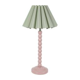 ValueLights Bobbins Rose Pink Table Lamp with Scallop Taper Shade & Bulb in Pale Green - thumbnail 3