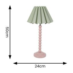 ValueLights Bobbins Rose Pink Table Lamp with Scallop Taper Shade & Bulb in Pale Green - thumbnail 4