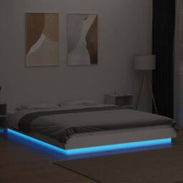 Berkfield Home Durable Bed Frame with LED Lights without Mattress White 160x200cm - Size: 160x200 cm - thumbnail 4
