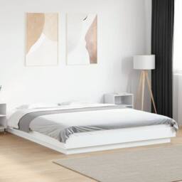 Berkfield Home Durable Bed Frame with LED Lights without Mattress White 160x200cm - Size: 160x200 cm - thumbnail 2