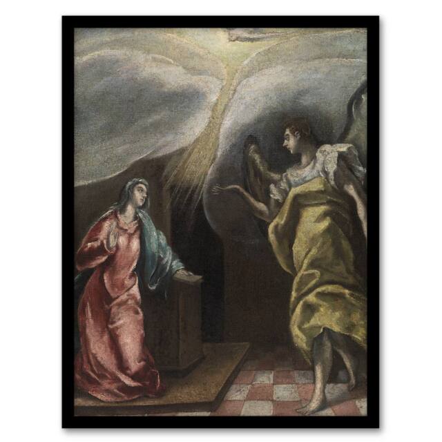 Artery8 Annunciation Archangel Gabriel & Mary El Greco Framed Wall Art Print - Size: A3 - image 1