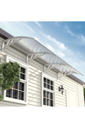 "Living and Home 106""x39"" Window Door Awning Canopy w/ Plastic Cover & Aluminum Brackets for Porch, Patio, Deck, Protect Against Light, Rain and Snow"