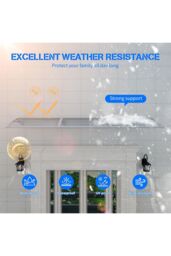 "Living and Home 106""x39"" Window Door Awning Canopy w/ Plastic Cover & Aluminum Brackets for Porch, Patio, Deck, Protect Against Light, Rain and Snow" - thumbnail 8