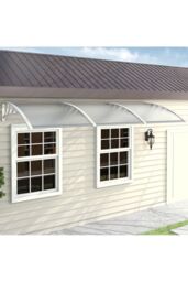 "Living and Home 106""x39"" Window Door Awning Canopy w/ Plastic Cover & Aluminum Brackets for Porch, Patio, Deck, Protect Against Light, Rain and Snow" - thumbnail 2