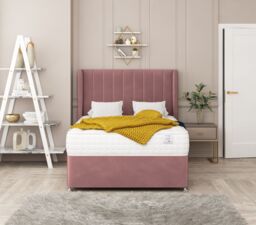 Bed Choices Regent Bed Set No drawer - Includes Mattress & Headboard - Plush Velvet in Pink - Size: Double - thumbnail 2
