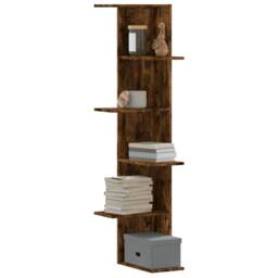 Berkfield Home Wall Corner Shelf Smoked Oak 36.5x36.5x140 cm Engineered Wood in Brown - thumbnail 2