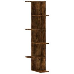 Berkfield Home Wall Corner Shelf Smoked Oak 36.5x36.5x140 cm Engineered Wood in Brown - thumbnail 3