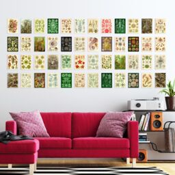 "Artery8 Wall Art Print 50 Pcs Botanical Aesthetic Haeckel Colourful Collage Kit s A6 Set Pack 15x10 cm (6x4"") Bedroom Wall Home Bathroom Pictures Sea" - thumbnail 3