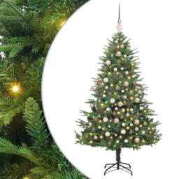 Berkfield Home Artificial Pre-lit Christmas Tree with Ball Set Green 180 cm - thumbnail 1