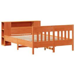 Berkfield Home Bookcase Bed without Mattress Wax Brown 140x190cm Solid Wood Pine - Size: 140x190 cm - thumbnail 3