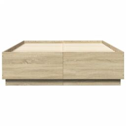 Berkfield Home Bed Frame with LED without Mattress Sonoma Oak 140x200 cm in Brown - thumbnail 5