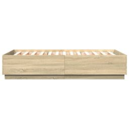 Berkfield Home Bed Frame with LED without Mattress Sonoma Oak 140x200 cm in Brown - thumbnail 6