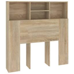 Berkfield Home Headboard Cabinet Sonoma Oak 100x19x103.5 cm in Light Brown - thumbnail 3