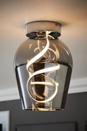 ValueLights Helix Smoked Glass Integrated LED Ceiling Light in Mid Grey