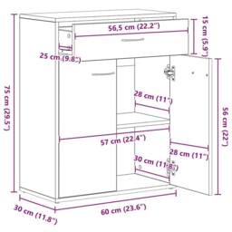 Berkfield Home Sideboard Concrete Grey 60x30x75 cm Engineered Wood - Size: 60 x 30 x 75 cm - thumbnail 9