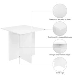 EONLION 5 PCS Wooden Dining Table Set in White - Size: 100 cm - thumbnail 4