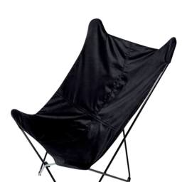 Wyld and Coco Velvet Sling Butterfly Chair - Black Velvet Black Hairpin Legs - thumbnail 6